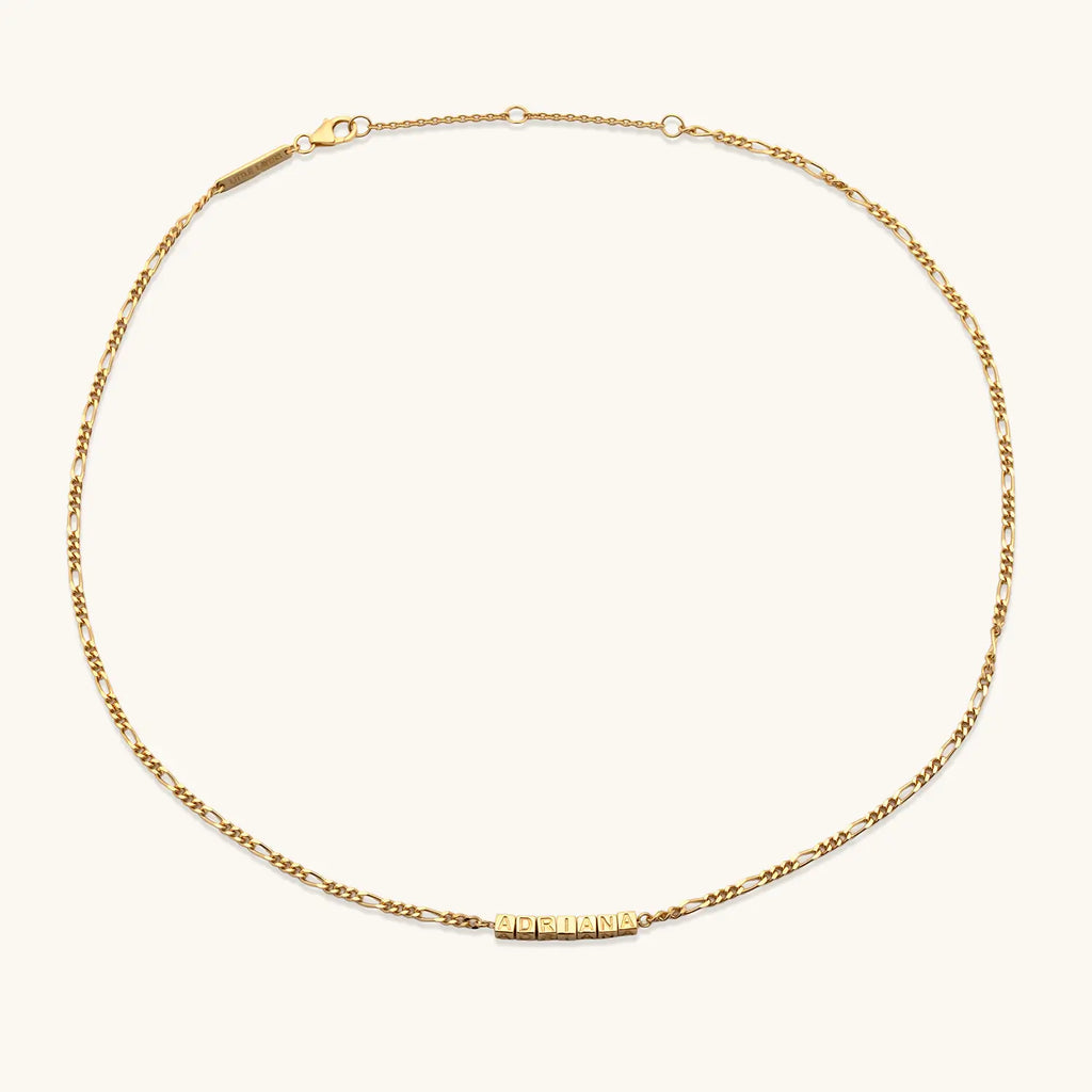 Custom Tiny Words Necklace- Figaro Chain