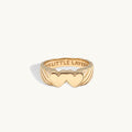 Gold Double Heart Signet Engravable Ring
