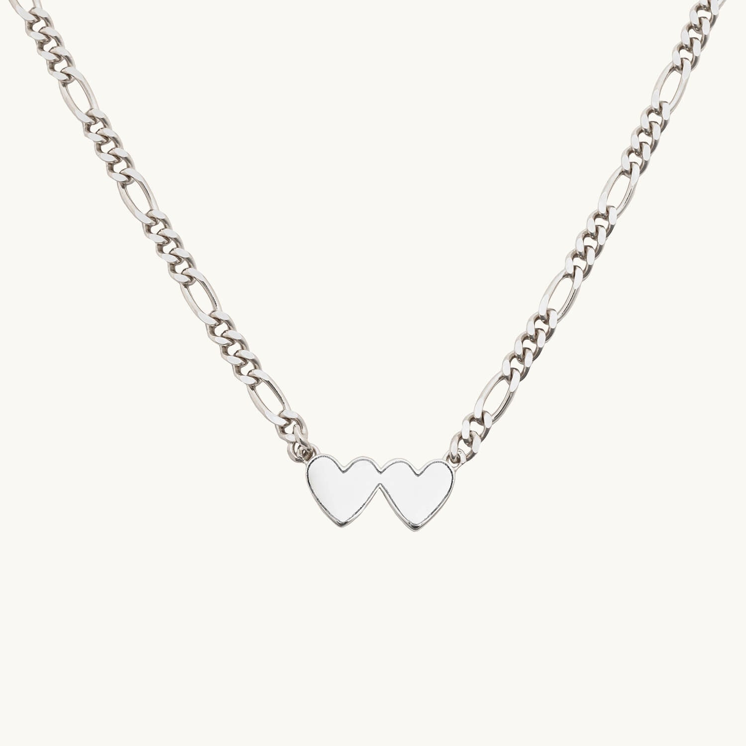 Silver Double Heart Engravable Necklace