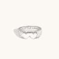 Silver Double Heart Signet Engravable Ring