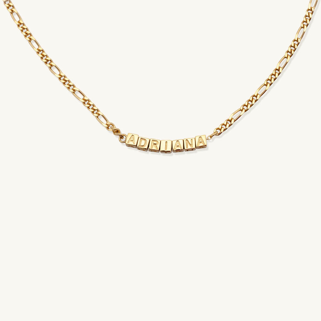 Custom Tiny Words Necklace- Figaro Chain