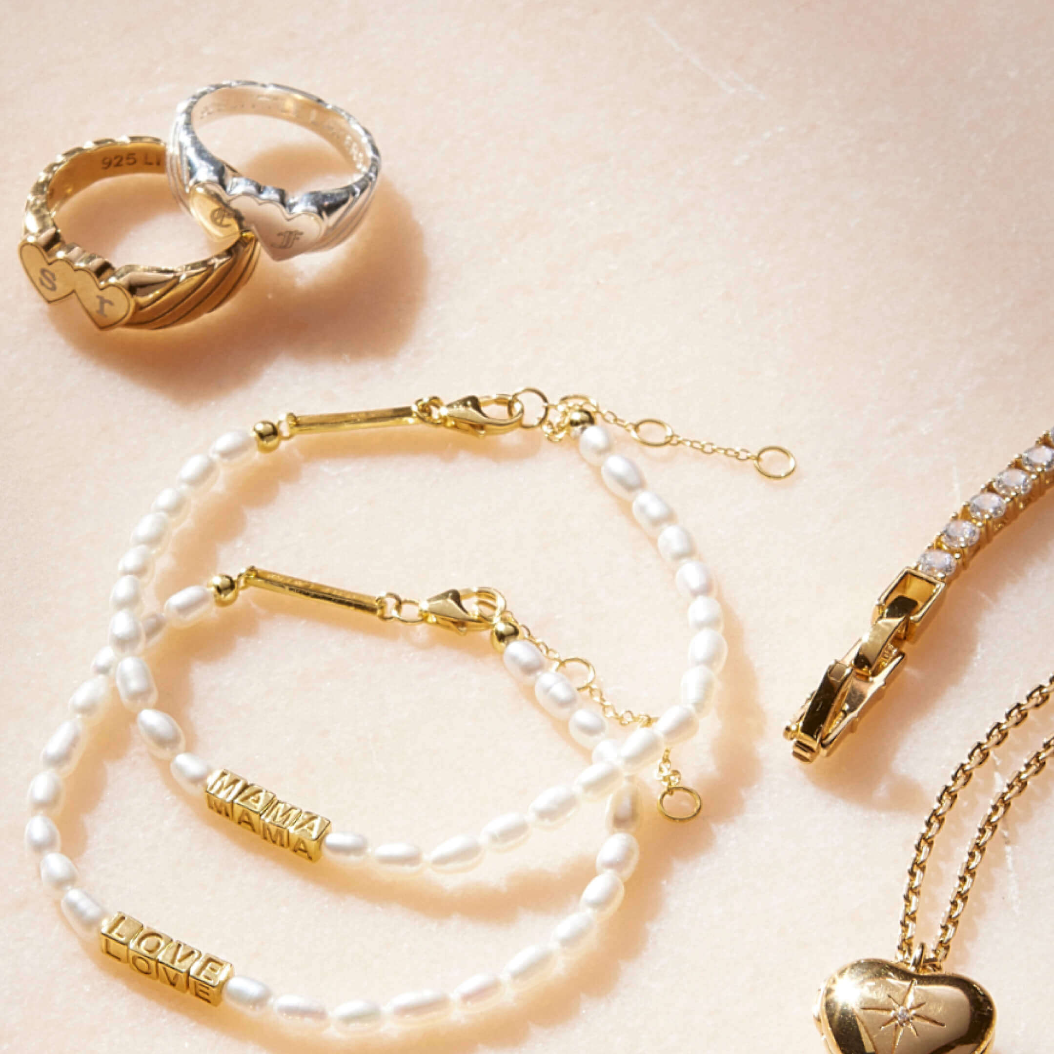 Gold Double Heart Engravable Necklace