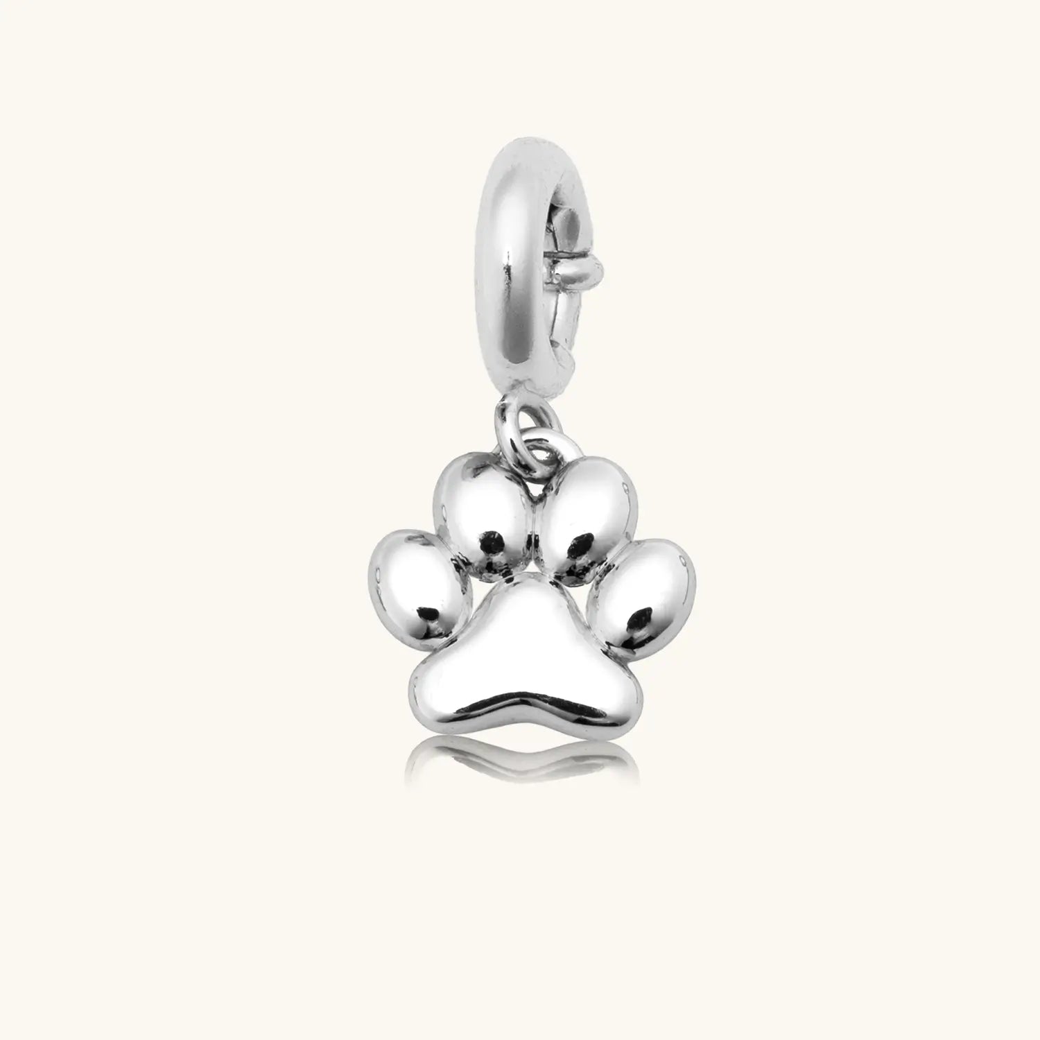 Silver Puffy Paw Print Charm