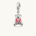 Silver Holiday Teddy Bear Charm