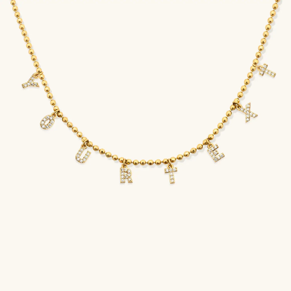 Tiny Dripping Words Gold Vermeil Necklace